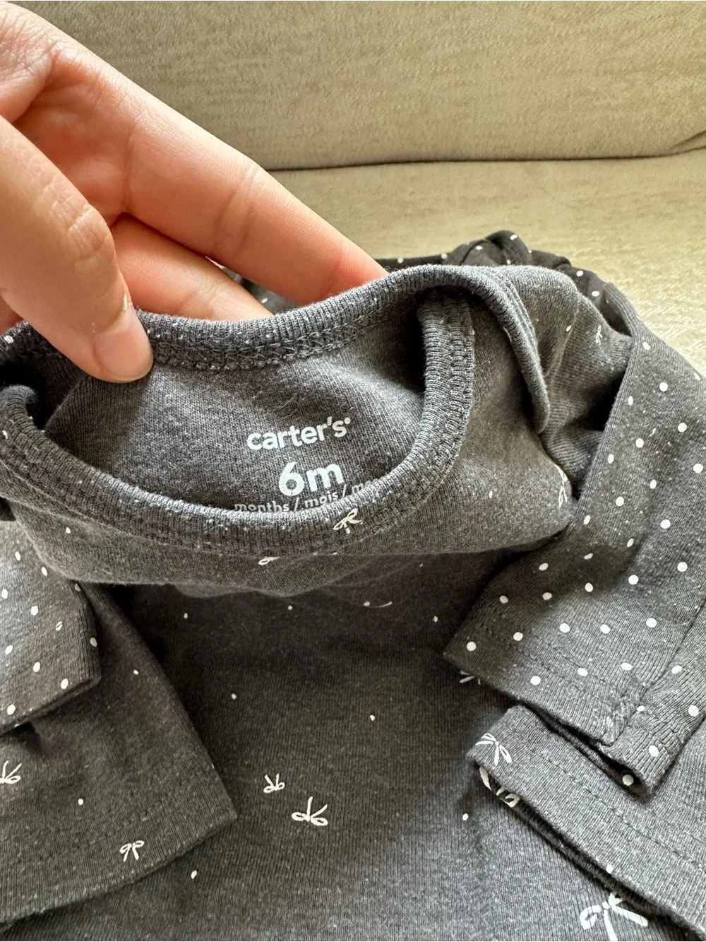 Carter's Charcoal Gray Long-Sleeve Baby One-Piece (2-Pack)